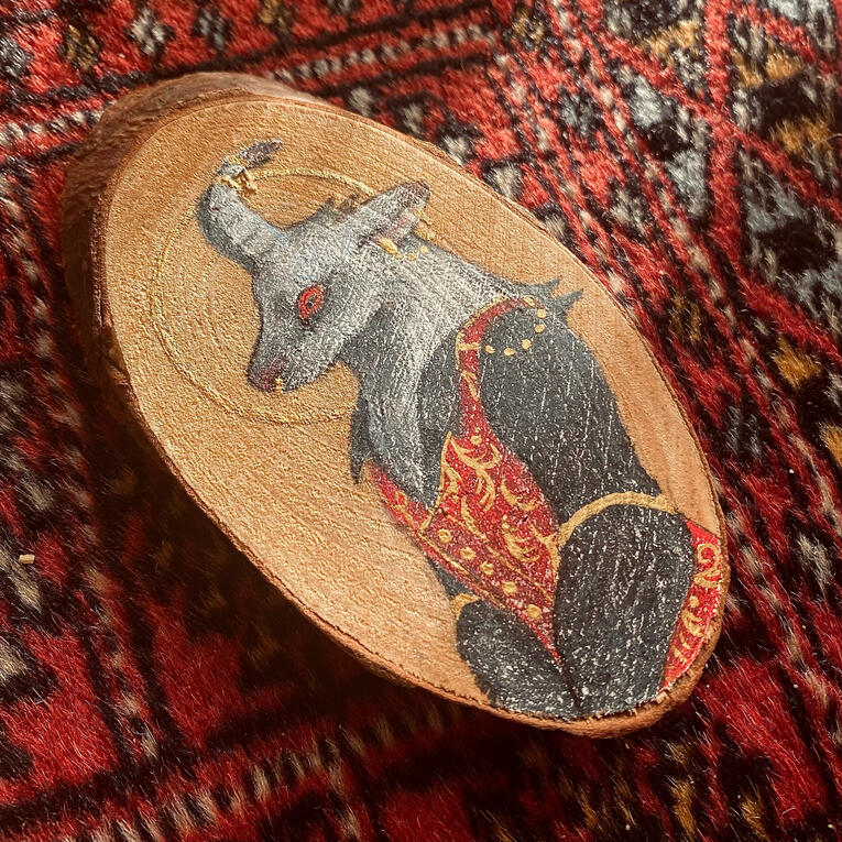 Untitled - Acrylic paint and colored pencil on pine