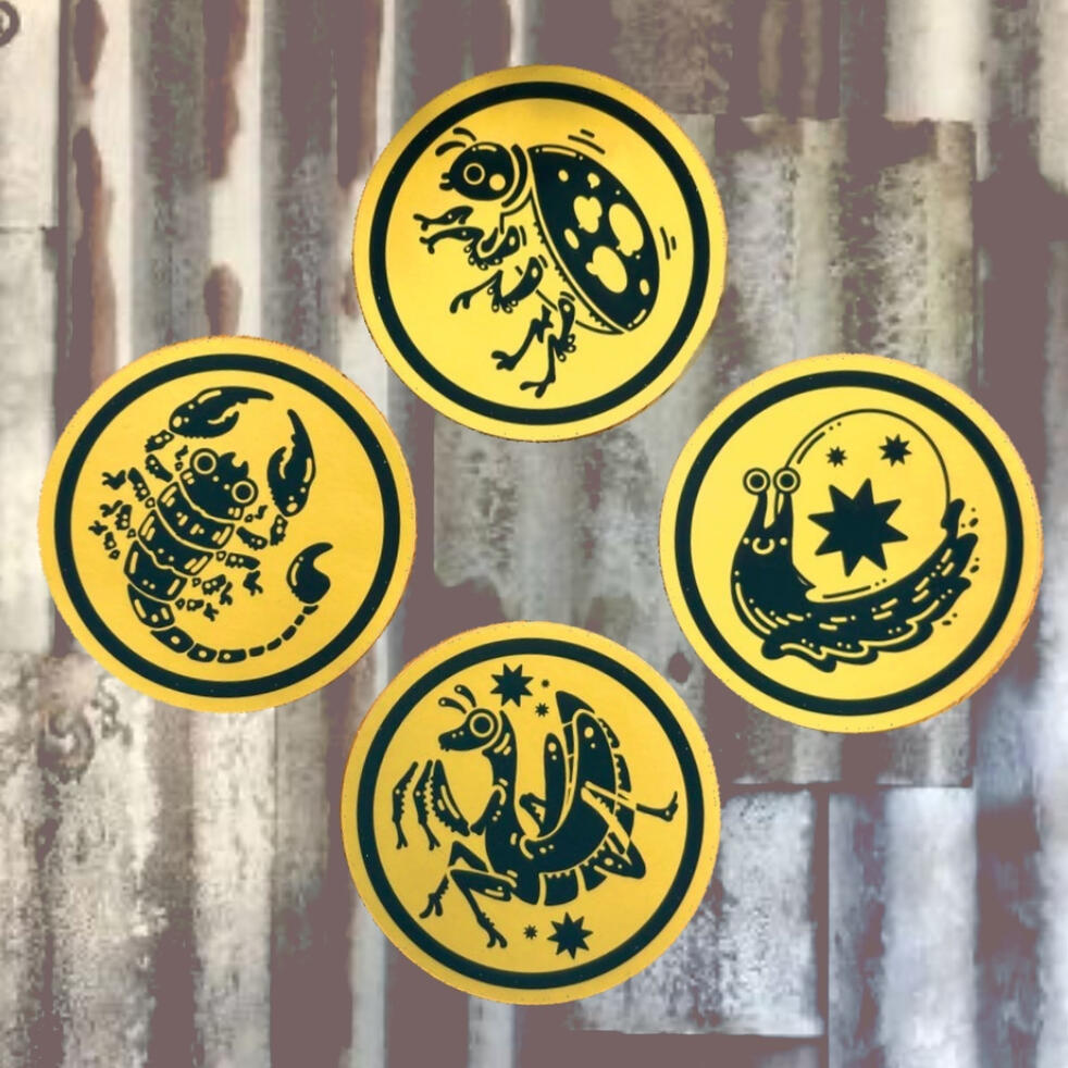 Caution bugs - metallic stickers