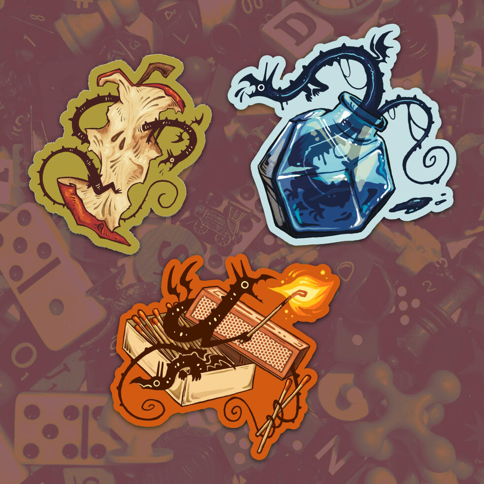 Tiny Dragon Trio - 3&quot; stickers