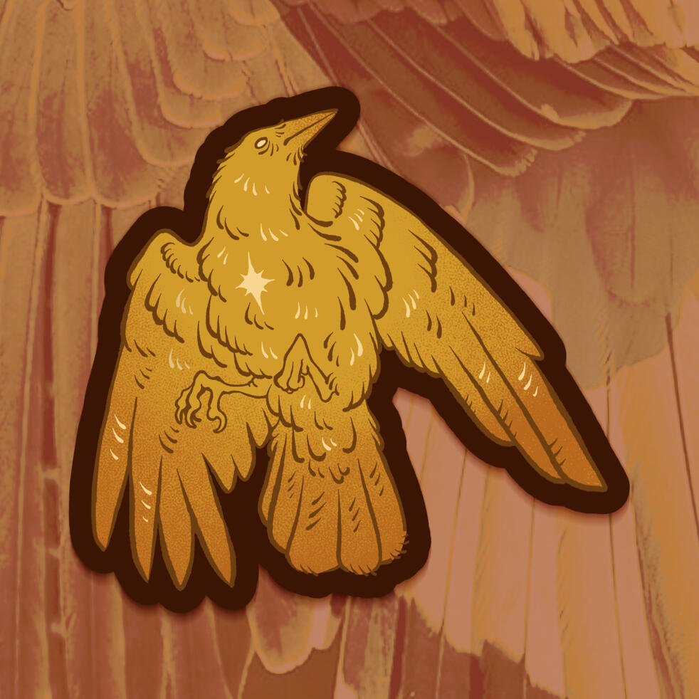 Golden Crow - 3&quot; Sticker